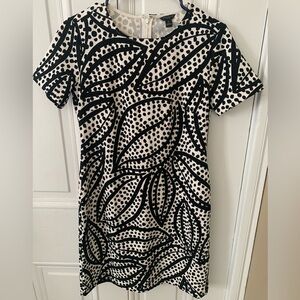 Ann Taylor Black and White Leaf-Print Sheath Dress